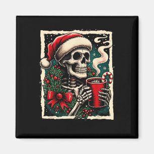 Christmas Skeleton Hot Cocoa Dead Inside Spooky Magnet
