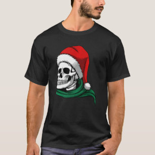 CHRISTMAS  SKELETON IN A SANTA HAT & SCARF T-Shirt