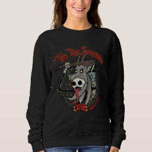 Christmas Skeleton Krampus Horror Wreath Sweatshirt