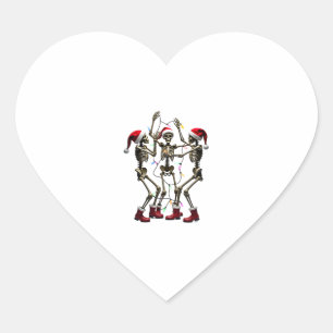 Christmas Skeleton Santa Dancing Lights (1) Heart Sticker