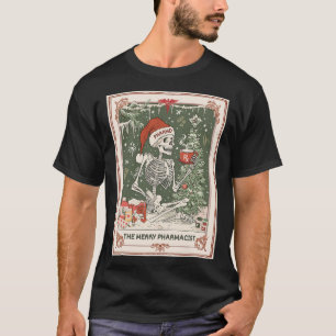 Christmas Skeleton Tarot Card The Merry Pharmacist T-Shirt