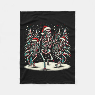 Christmas Skeletons - Vintage Halloween Costume  Fleece Blanket