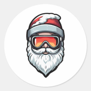 Christmas Ski Lover Xmas Skiing Happy Holidays San Classic Round Sticker
