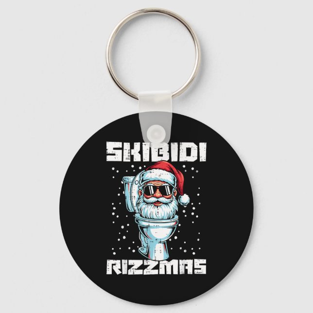 Christmas Skibidi Rizzmas Toilet Xmas Meme Kids Me Key Ring (Front)