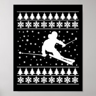 Christmas Skier T Shirt Xmas Gift For Skiing Lover Poster