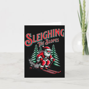 Christmas skiing santa skiing sleighing the slopes card