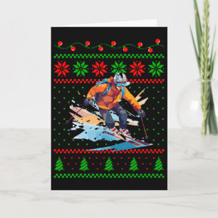Christmas Skiing Sports Lover Skier Funny Xmas Des Card