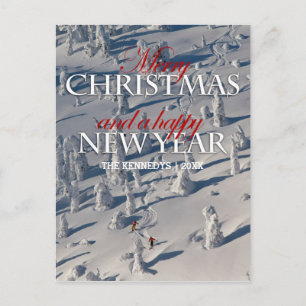 Christmas - Skiing through the snowghosts Holiday Postcard