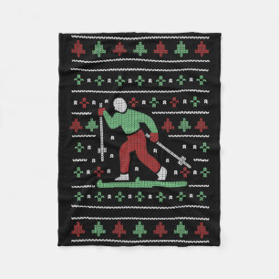 Christmas Skiing Ugly Xmas Sweater Ski Meme  Fleece Blanket