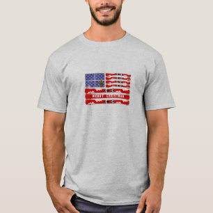 Christmas Skis and Snow USA Flag T-Shirt