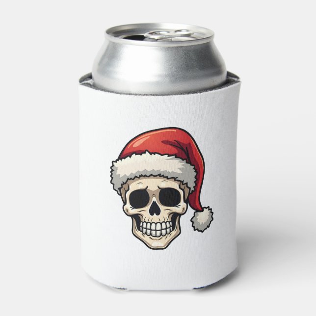 Christmas Skull Funny Santa XMES Men Women T-Shirt Can Cooler (Can Front)