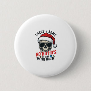 Christmas Skull Ho Ho Ho Humour Design 6 Cm Round Badge