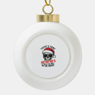 Christmas Skull Ho Ho Ho Humour Design Ceramic Ball Christmas Ornament