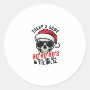 Christmas Skull Ho Ho Ho Humour Design Classic Round Sticker