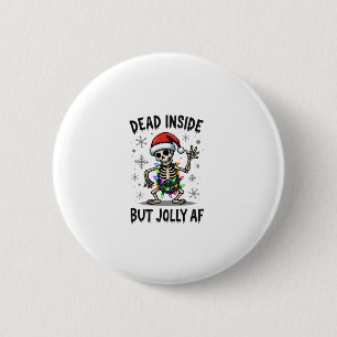 Christmas Skull Peace Dead Inside But Jolly Xmas M 6 Cm Round Badge