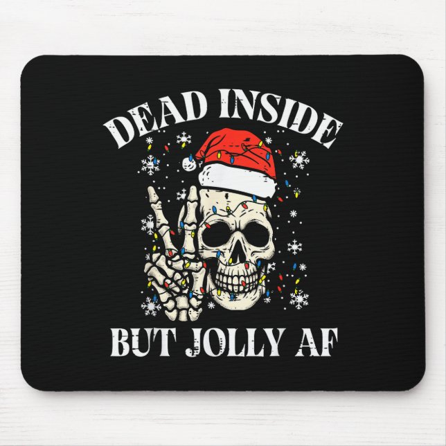 Christmas Skull Peace Dead Inside But Jolly Xmas M Mouse Pad (Front)