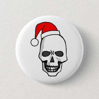 Christmas Skull White 6 Cm Round Badge