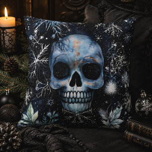 Christmas Skull Winter Botanical Gothic Cushion