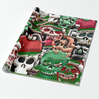 Christmas skulls wrapping paper
