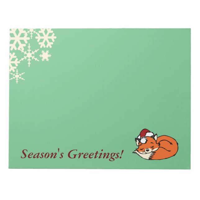 Christmas Sleeping Fox Notepad (Front)