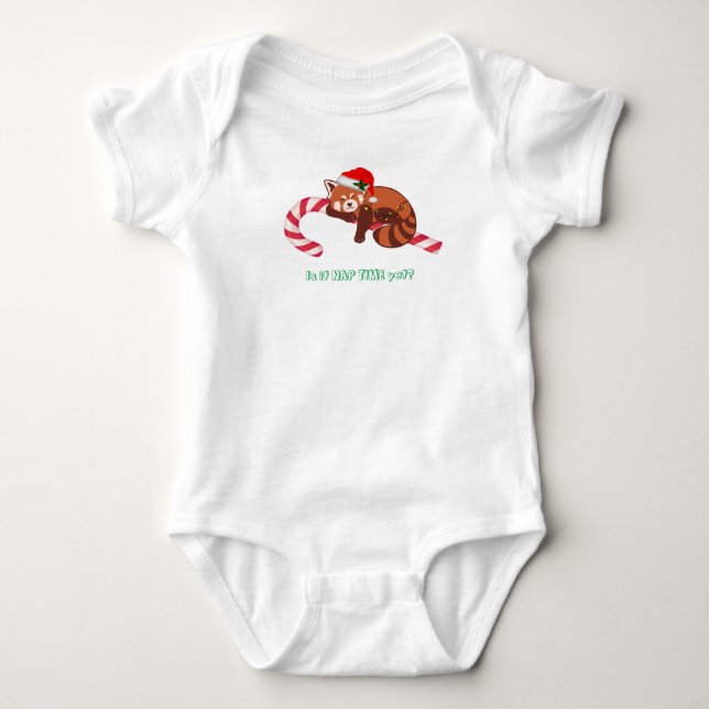 Christmas Sleeping Red Panda (Customizable) Baby Bodysuit (Front)