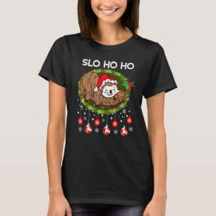 Christmas Sleeping Sloth Santa Slo Ho Ho Ugly Xmas T-Shirt