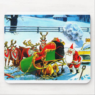 Christmas sleigh and reindeer mouse pad