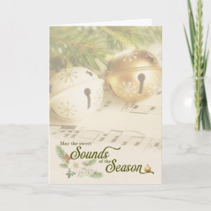 Christmas Sleigh Bells and Sheet Music Holiday Card