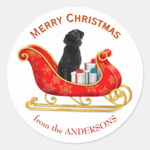Christmas Sleigh Black Labrador Retriever Dog Classic Round Sticker