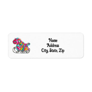 Christmas Sleigh Boho Cute Pink Holiday Address