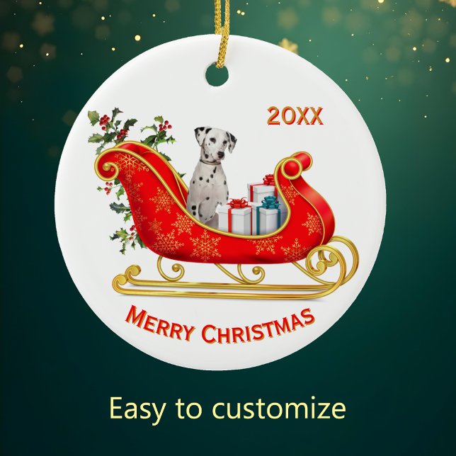 Christmas Sleigh Dalmatian Dog Ceramic Tree Decoration (Creator Uploaded)