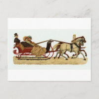 "Christmas Sleigh Ride" Christmas Postcard