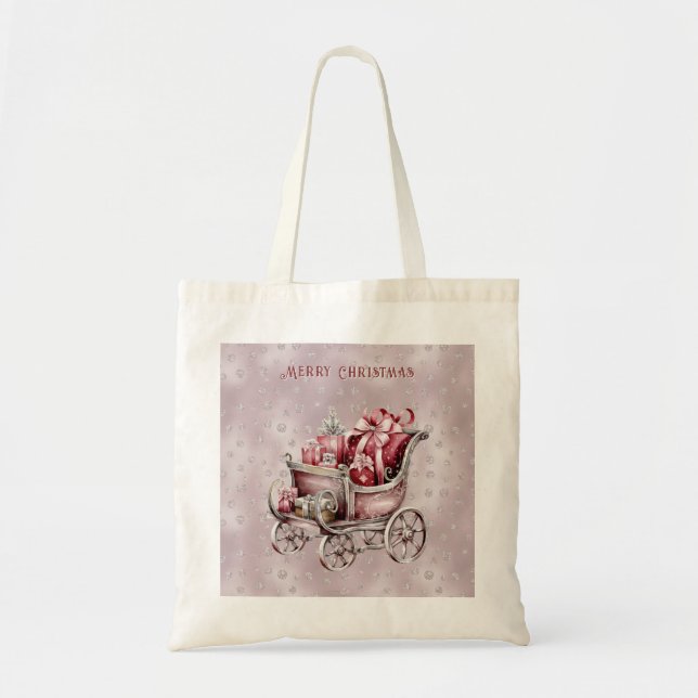 Christmas Sleigh With Gifts Holiday Tote Bag (Front)