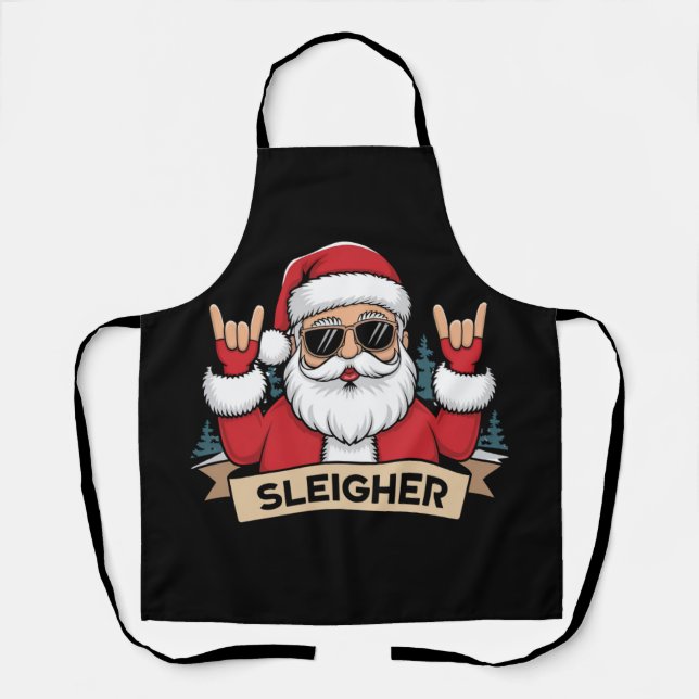 Christmas Sleigher Santa Rock Xmas Rocker  Apron (Front)