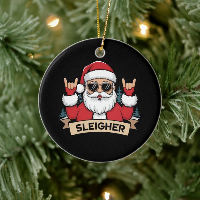 Christmas Sleigher Santa Rock Xmas Rocker  Ceramic Tree Decoration (Tree)