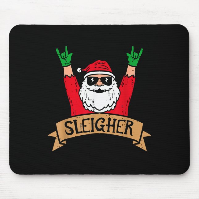 Christmas Sleigher Santa Rock Xmas Rocker Men Wome Mouse Pad (Front)