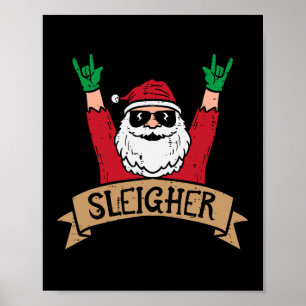 Christmas Sleigher Santa Rock Xmas Rocker Men Wome Poster
