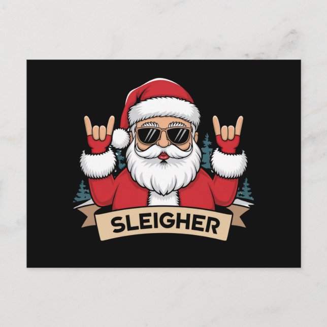 Christmas Sleigher Santa Rock Xmas Rocker  Postcard (Front)