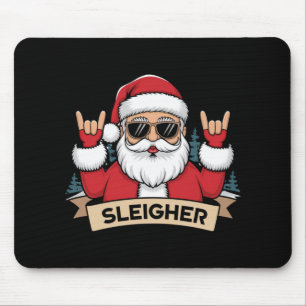 Christmas Sleigher Santa Rock Xmas Rocker T Shirt Mouse Pad