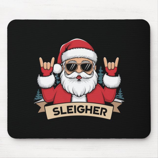 Christmas Sleigher Santa Rock Xmas Rocker T Shirt  Mouse Pad (Front)