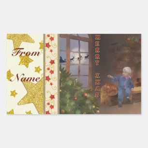 Christmas slide rectangular sticker
