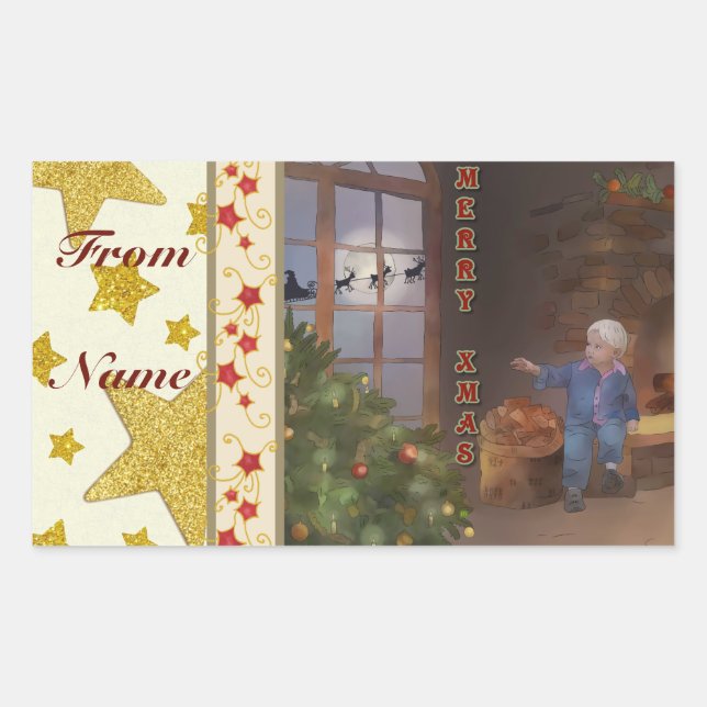 Christmas slide rectangular sticker (Front)
