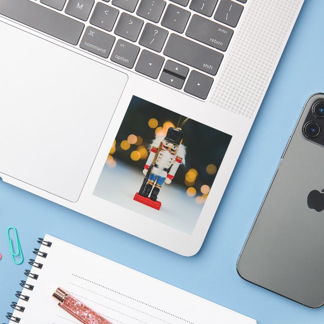 Christmas SlipperyJoe nutcracker figurine ornament (Laptop w/ iPhone)