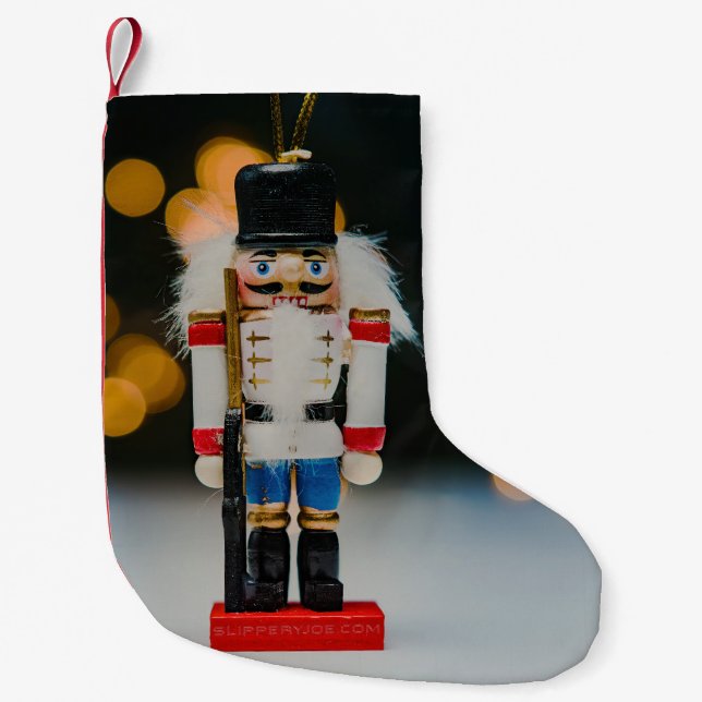 Christmas SlipperyJoe nutcracker figurine ornament Small Christmas Stocking (Front)
