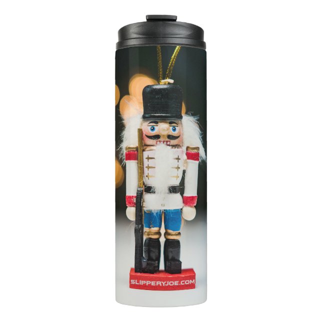 Christmas SlipperyJoe nutcracker figurine ornament Thermal Tumbler (Front)