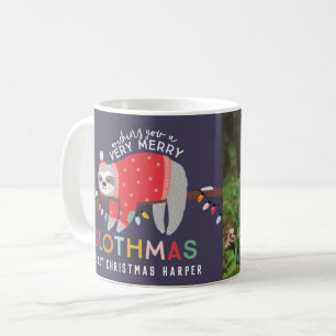 Christmas sloth bright colourful fun kids holiday coffee mug