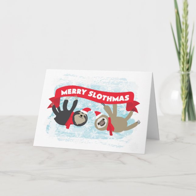 Christmas Sloth Card - Merry Slothmas (Front)