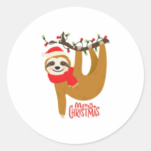 Christmas Sloth  Classic Round Sticker