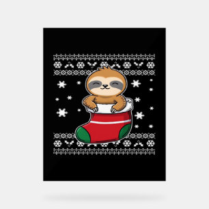 Christmas Sloth Classic T-Shirt Acrylic Sign