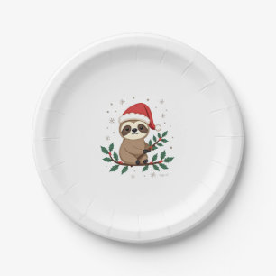 Christmas sloth design (2) paper plate
